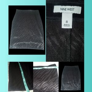 Nine West Black Animal Print Pencil Skirt